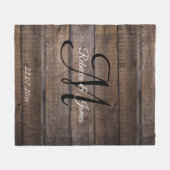 Benutzerdefiniertes Rustic Pattern Monogram Script Fleecedecke (Vorderseite (Horizontal))