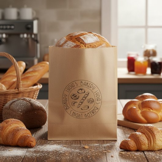 Benutzerdefiniertes Rustikales Bäckerei-Logo Kraft Geschenktütchen