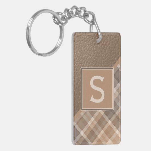 Benutzerdefiniertes rustikales dunkelbraunes Tan B Schlüsselanhänger (Vorderseite links)