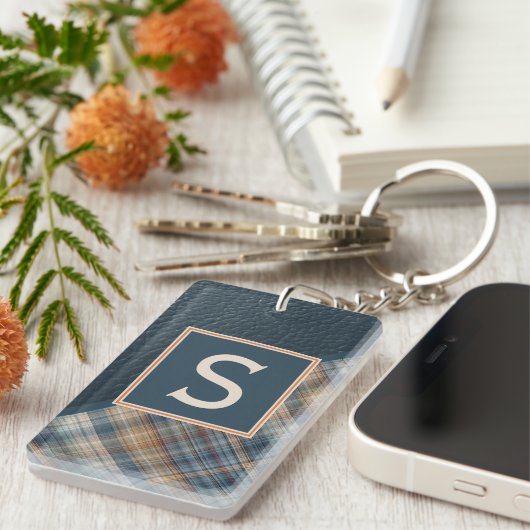 Benutzerdefiniertes rustikales dunkles Aquamarines Schlüsselanhänger (Vorderseite rechts)