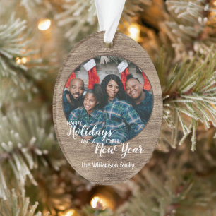 Benutzerdefiniertes rustikales Weihnachtsgruß-Desi Ornament