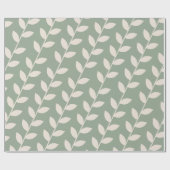 Benutzerdefiniertes Sage Green 70er Retro-Leaf-Mus Geschenkpapier (Flach)