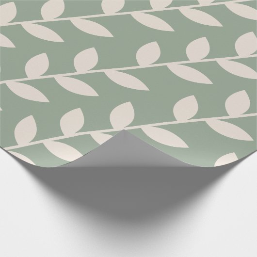 Benutzerdefiniertes Sage Green 70er Retro-Leaf-Mus Geschenkpapier (Ecke)