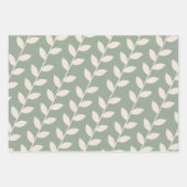 Benutzerdefiniertes Sage Green 70er Retro-Leaf-Mus Geschenkpapier Set (Vorderseite 3)
