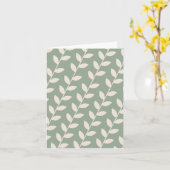 Benutzerdefiniertes Sage Green 70er Retro-Leaf-Mus Karte (Gelbe Blume)