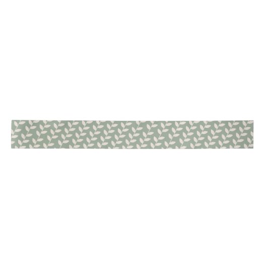 Benutzerdefiniertes Sage Green 70er Retro-Leaf-Mus Satinband (Vorderseite)