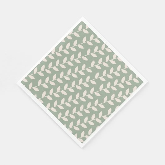 Benutzerdefiniertes Sage Green 70er Retro-Leaf-Mus Serviette (Ecke)