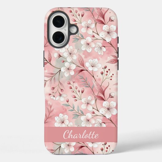 Benutzerdefiniertes Sakura-Blume-Muster Rosa Case-Mate iPhone Hülle (Rückseite)