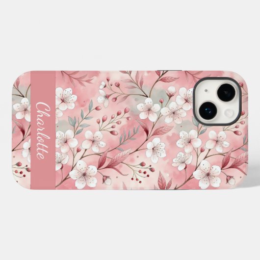 Benutzerdefiniertes Sakura-Blume-Muster Rosa Case-Mate iPhone Hülle (Rückseite (Horizontal))