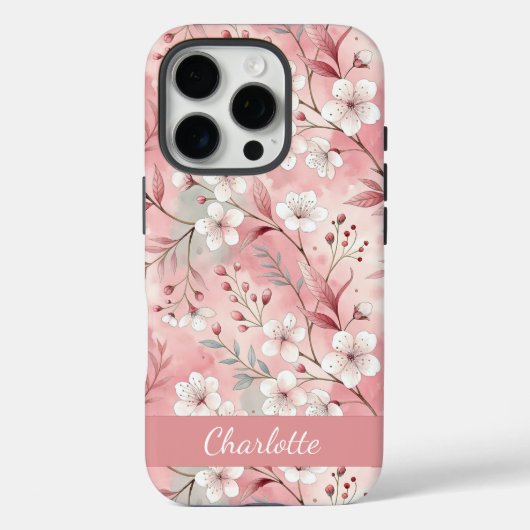 Benutzerdefiniertes Sakura-Blume-Muster Rosa Case-Mate iPhone Hülle (Rückseite)