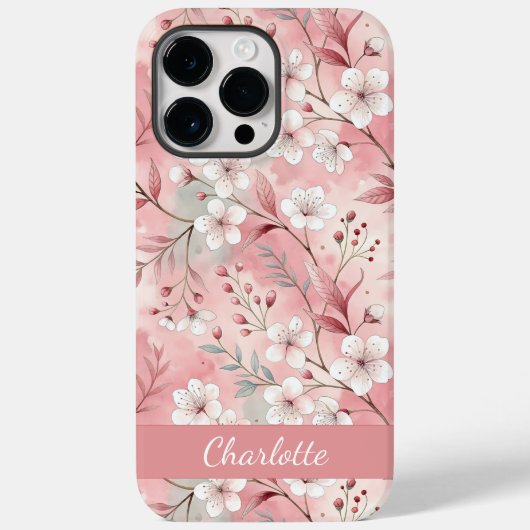 Benutzerdefiniertes Sakura-Blume-Muster Rosa Case-Mate iPhone Hülle (Rückseite)