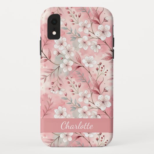 Benutzerdefiniertes Sakura-Blume-Muster Rosa Case-Mate iPhone Hülle (Rückseite)