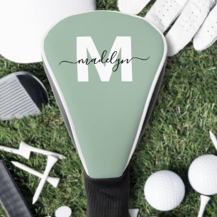 Benutzerdefiniertes Salbei Grün Anfangsbuchstabe M Golf Headcover