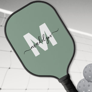 Benutzerdefiniertes Salbei Grün Modernes Namensmon Pickleball Schläger