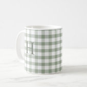 Benutzerdefiniertes Salbei-Olivgrün Gingham Modern Kaffeetasse (Vorderseite Links)