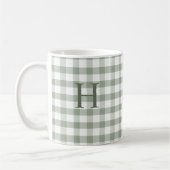 Benutzerdefiniertes Salbei-Olivgrün Gingham Modern Kaffeetasse (Links)
