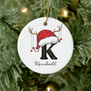 Benutzerdefiniertes Santa-Monogramm in Großmenge a Keramik Ornament