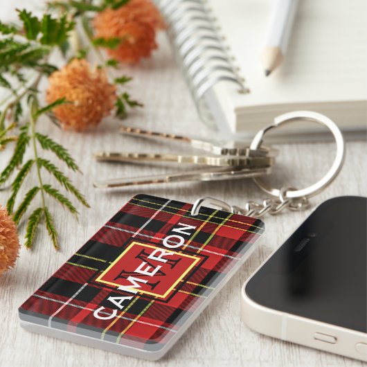 Benutzerdefiniertes Schotte Rotes Schwarz-Gelbes T Schlüsselanhänger (Vorderseite rechts)