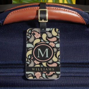 Benutzerdefiniertes Schwarz Gelb Blau Rosa Paisley Gepäckanhänger