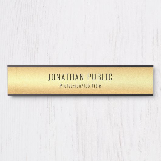 Benutzerdefiniertes Schwarz-Gold-Glamour-Template Türschild (Vorderseite )