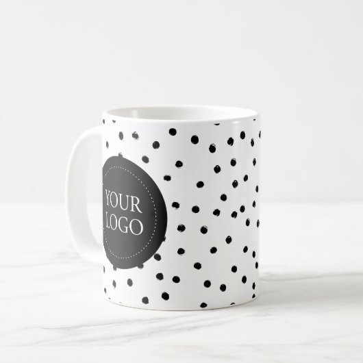 Benutzerdefiniertes Schwarz-Minimal-Firmenlogo Kaffeetasse (Vorderseite Links)