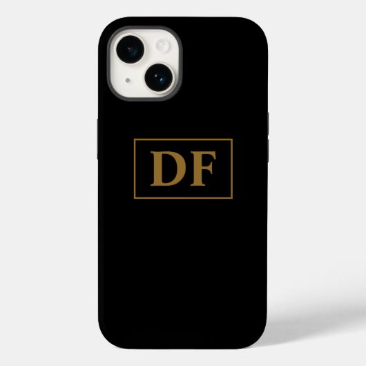 Benutzerdefiniertes Schwarz mit Gold-Initialen Case-Mate iPhone Hülle (Rückseite)