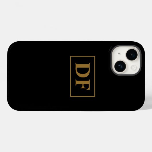 Benutzerdefiniertes Schwarz mit Gold-Initialen Case-Mate iPhone Hülle (Rückseite (Horizontal))