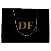 Benutzerdefiniertes Schwarz mit Gold-Initialen Gro Große Geschenktüte (Rückseite)