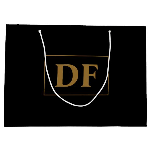 Benutzerdefiniertes Schwarz mit Gold-Initialen Gro Große Geschenktüte (Rückseite)