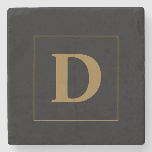 Benutzerdefiniertes Schwarz mit Goldfamilie anfäng Steinuntersetzer (Vorderseite)