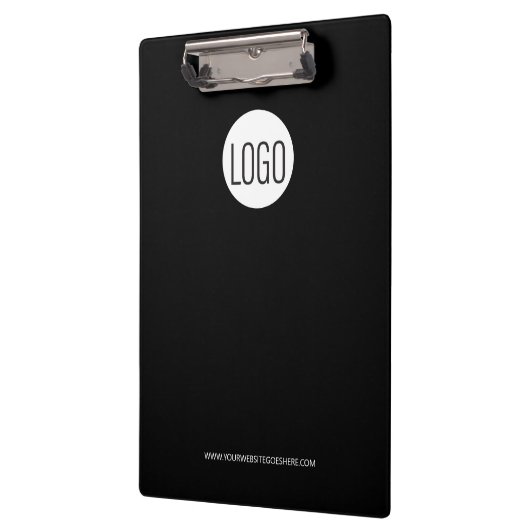Benutzerdefiniertes Schwarz mit weißem Logo - mini Klemmbrett (Links)