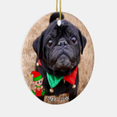 Benutzerdefiniertes Schwarz-Mops-Hund-Foto mit Nie Keramik Ornament (Rechts)