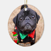 Benutzerdefiniertes Schwarz-Mops-Hund-Foto mit Nie Keramik Ornament (Links)