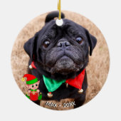 Benutzerdefiniertes Schwarz-Mops-Hund-Foto mit Nie Keramik Ornament (Hinten)