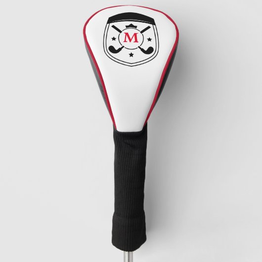 Benutzerdefiniertes Schwarz-Rot-Monogramm Golf Headcover (Vorderseite)