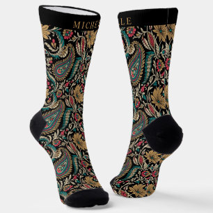 Benutzerdefiniertes Schwarz Türkis Blau Grün Paisl Socken