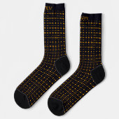 Benutzerdefiniertes Schwarz und Gelb Orange Karier Socken (Linkes Detail)