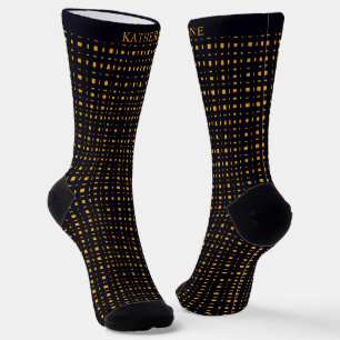 Benutzerdefiniertes Schwarz und Gelb Orange Karier Socken