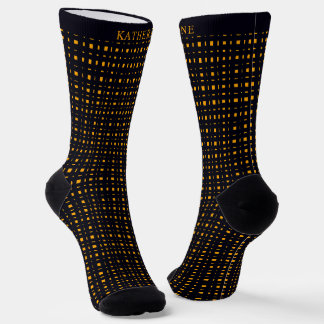 Benutzerdefiniertes Schwarz und Gelb Orange Karier Socken