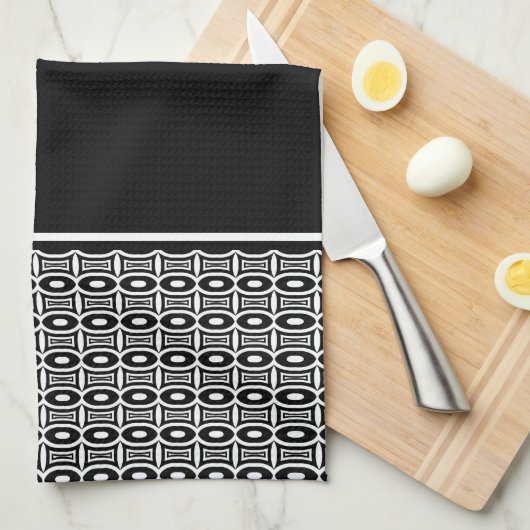 Benutzerdefiniertes Schwarz-Weiß-Abstraktes Muster Geschirrtuch (Viertel Falte)