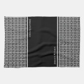 Benutzerdefiniertes Schwarz-Weiß-Abstraktes Muster Geschirrtuch (Horizontal)