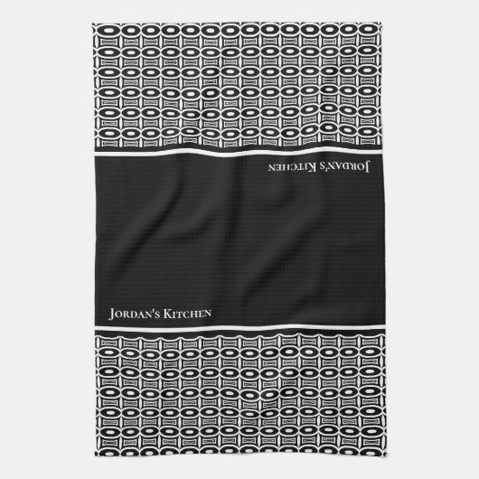Benutzerdefiniertes Schwarz-Weiß-Abstraktes Muster Geschirrtuch (Vertikal)