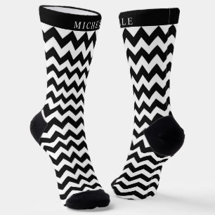 Benutzerdefiniertes Schwarz-Weiß-Chevron-Muster Socken