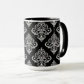 Benutzerdefiniertes Schwarz-Weiß-Damaskus-Muster Tasse (VorderseiteRechts)