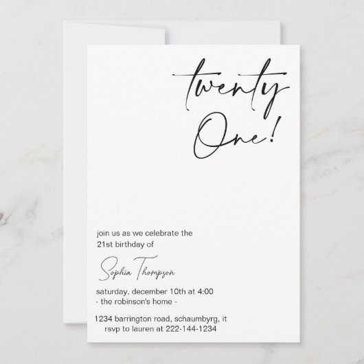 Benutzerdefiniertes Schwarz-Weiß-Foto 21. Geburtst Einladung (Vorderseite)