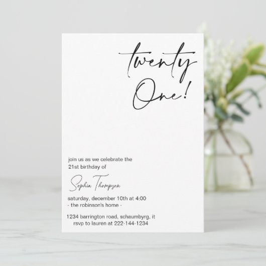 Benutzerdefiniertes Schwarz-Weiß-Foto 21. Geburtst Einladung (Stehend Vorderseite)