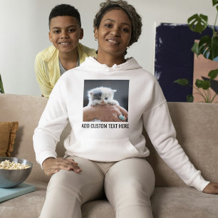 Benutzerdefiniertes Schwarz-Weiß-Foto für Katzenli Hoodie