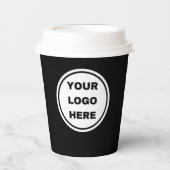 Benutzerdefiniertes Schwarz-Weiß-Kaffee-Shop-Logo Pappbecher (Vorderseite)