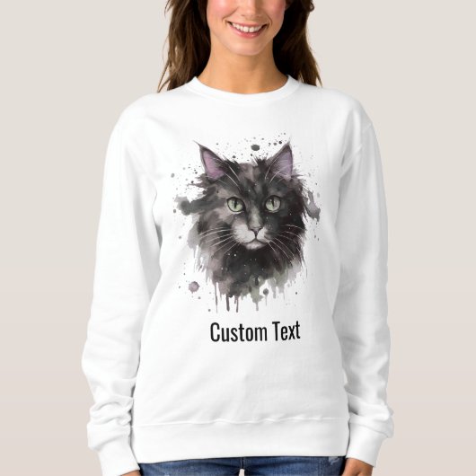 Benutzerdefiniertes Schwarz-Weiß-Katzenmutter-Wass Sweatshirt (Vorderseite)