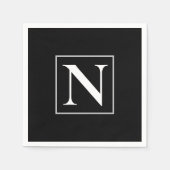 Benutzerdefiniertes Schwarz-Weiß-Monogramm-Party Serviette (Vorderseite)